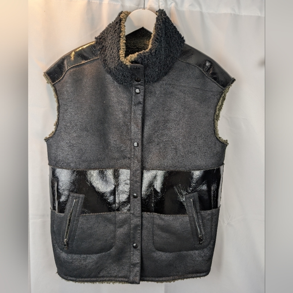 Marc Cain Reversible Faux  Shearling Vest Size L(By Measurements) In EUC
